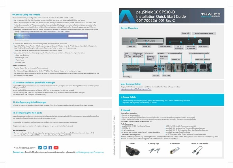 Thales payShield 10K PS10-D User manual Thales payShield 10K PS10-D User manual