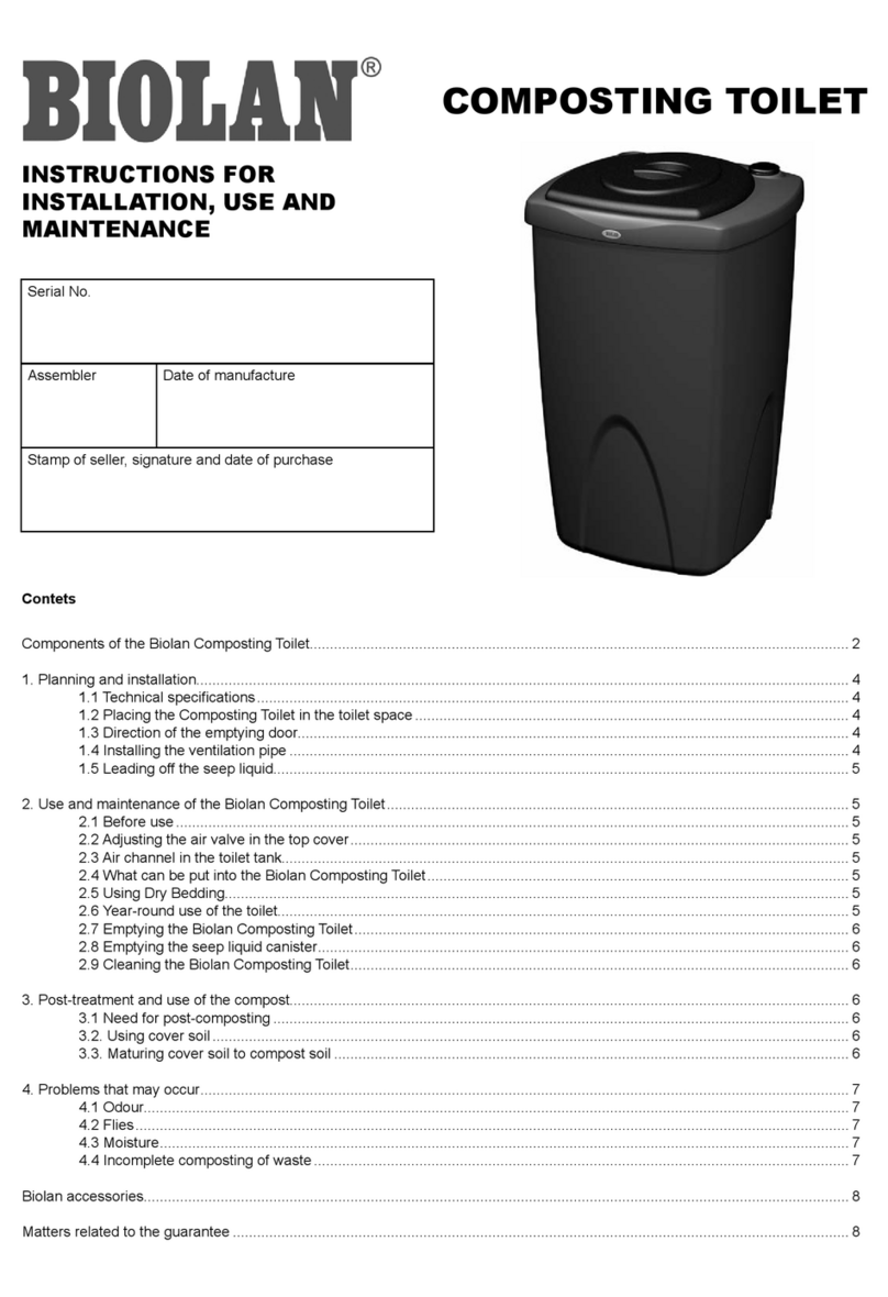 BIOLAN COMPOSTING TOILET Instructions for installation, use and maintenance BIOLAN COMPOSTING TOILET Instructions for installation, use and maintenance