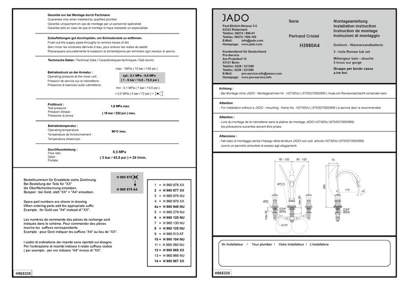JADO Perlrand Cristal H3980A4 installation instructions JADO Perlrand Cristal H3980A4 installation instructions