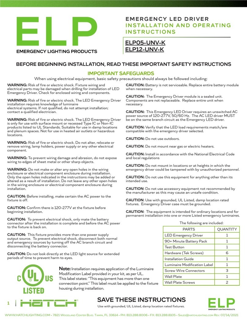 hatch ELP05-UNV-K Installation and operating instructions
