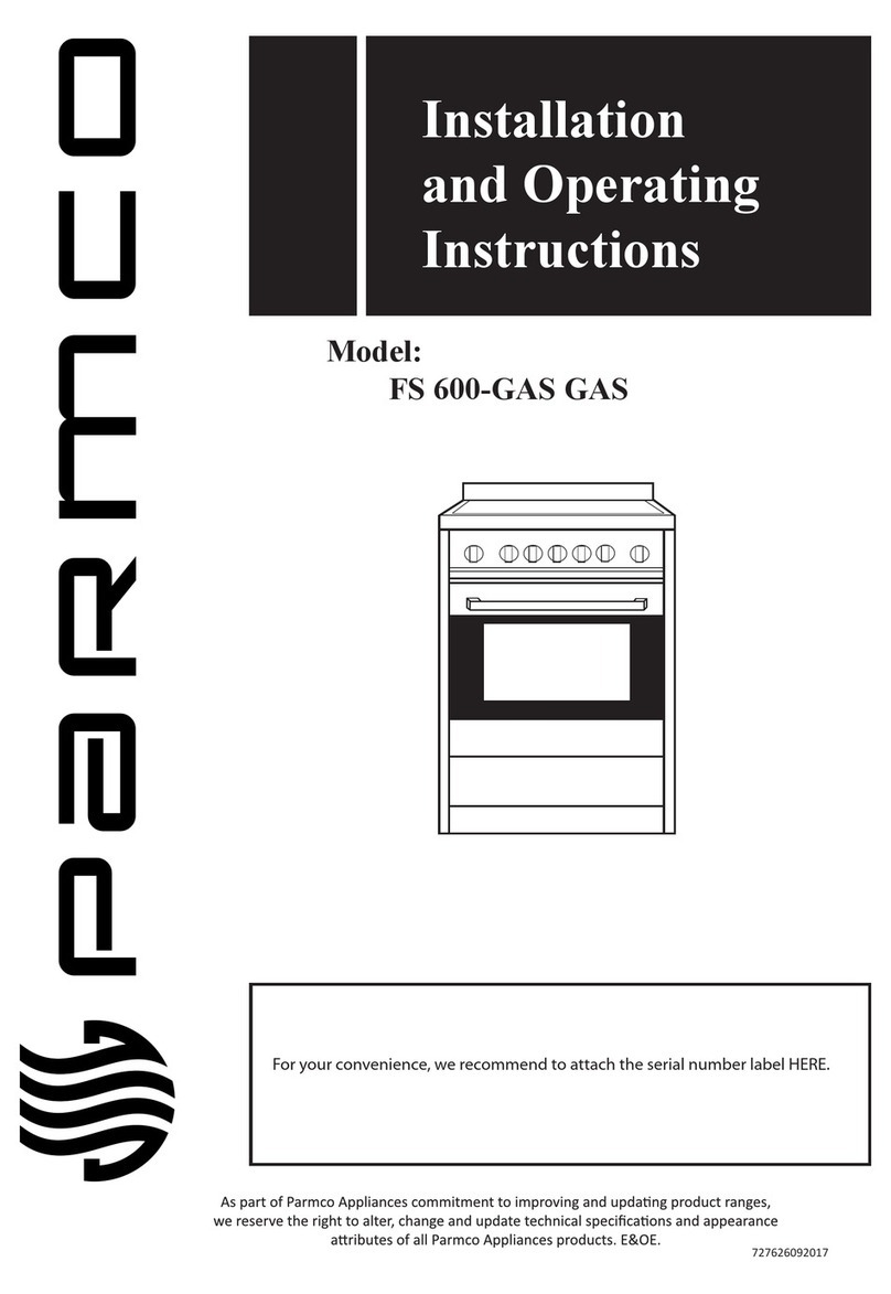 Parmco FS 600-GAS GAS Installation and operating instructions Parmco FS 600-GAS GAS Installation and operating instructions