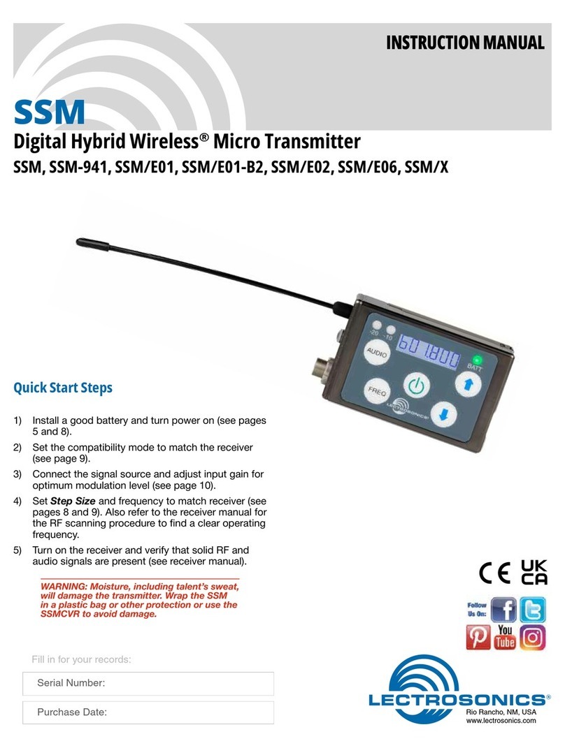 Lectrosonics Digital Hybrid Wireless SSM User manual