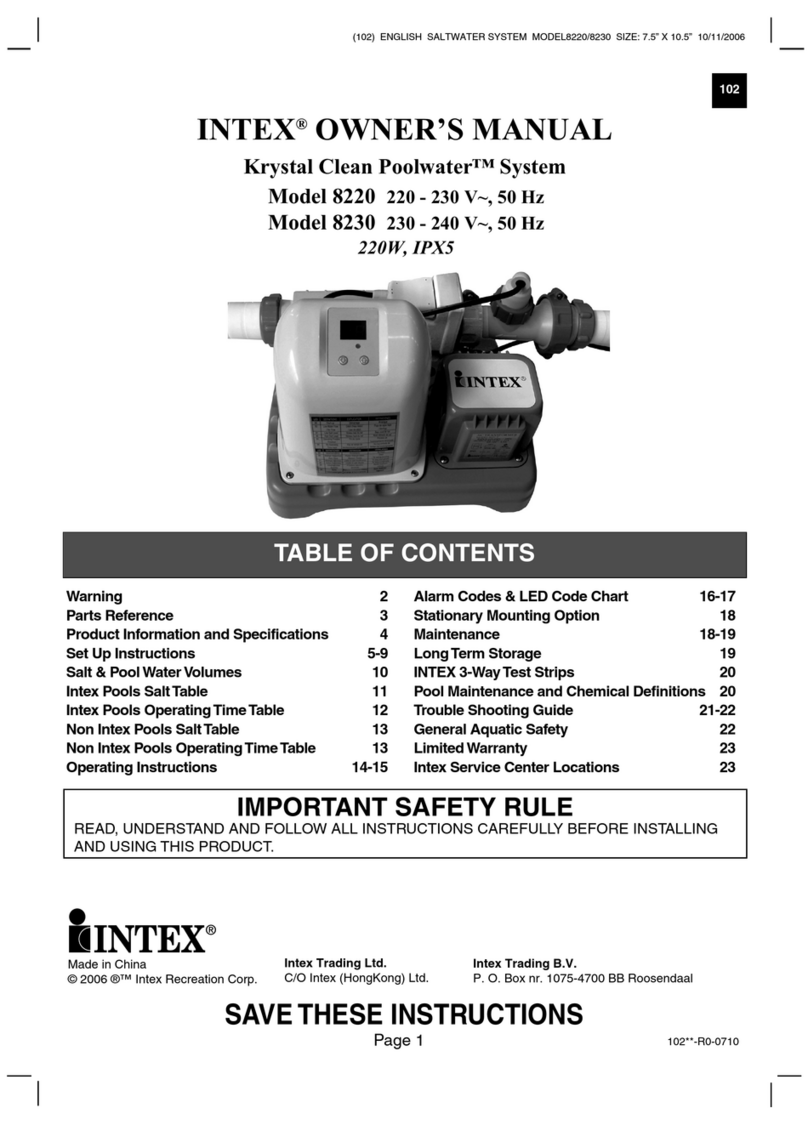 Intex Krystal Clean Poolwater 8220 User manual