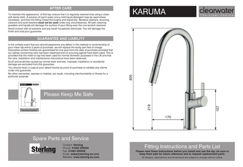 Sterling clearwater KARUMA KAR20 Fitting Instructions and Parts List