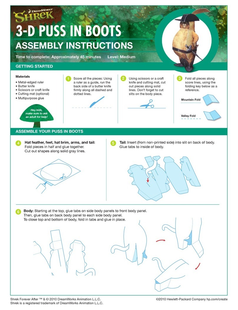 HP DreamWorks Shrek 3-D puss in boots Assembly instructions