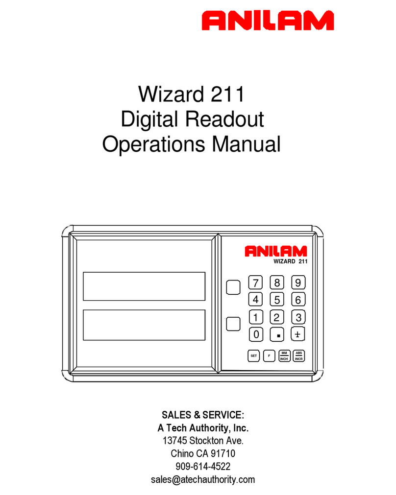 Anilam Wizard 211 User manual