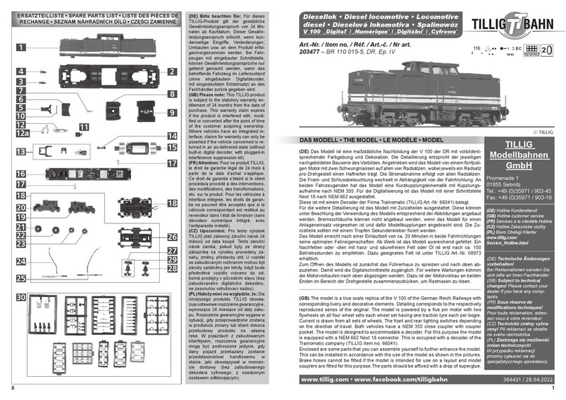 TILLIG TT BAHN BR 110 015-5 DR Ep. IV User manual