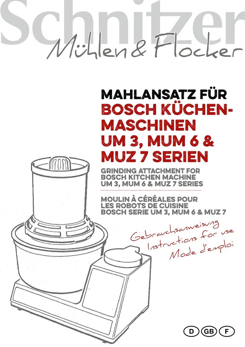 Schnitzer Grinding attachment for Bosch kitchen machine UM 3, MUM 6 & MUZ 7... Instructions for use