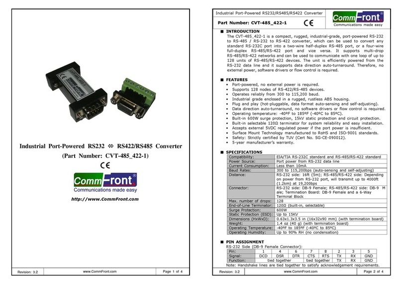 CommFront CVT-485-1 manual