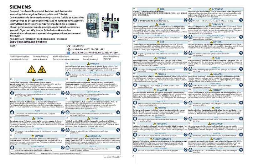 Siemens CNFS Series operating instructions