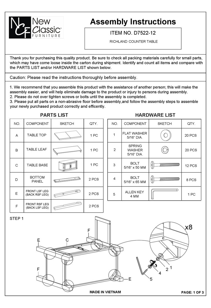 New Classic Furniture RICHLAND COUNTER TABLE D7522-12 Assembly instructions New Classic Furniture RICHLAND COUNTER TABLE D7522-12 Assembly instructions