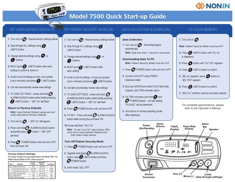 Nonin 7500 Quick start up guide