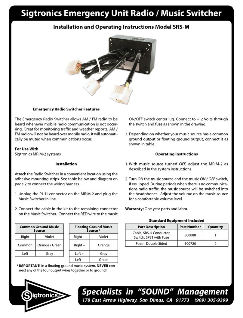Sigtronics SRS-M Installation and operating instructions