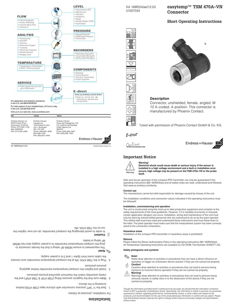 Endress+Hauser easytemp TSM 470A-VN Short operating instructions