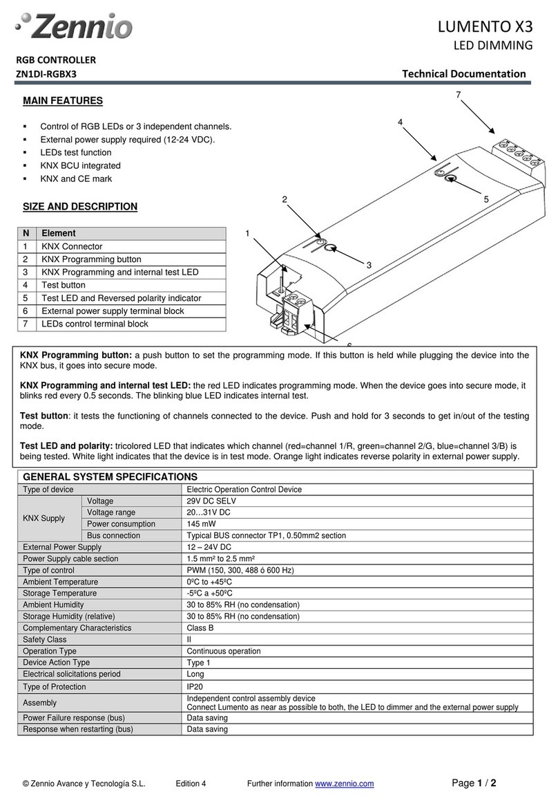 Zennio LUMENTO X3 Technical documentation