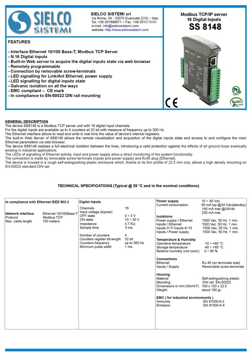 SIELCO SISTEM SS 8148 quick start guide