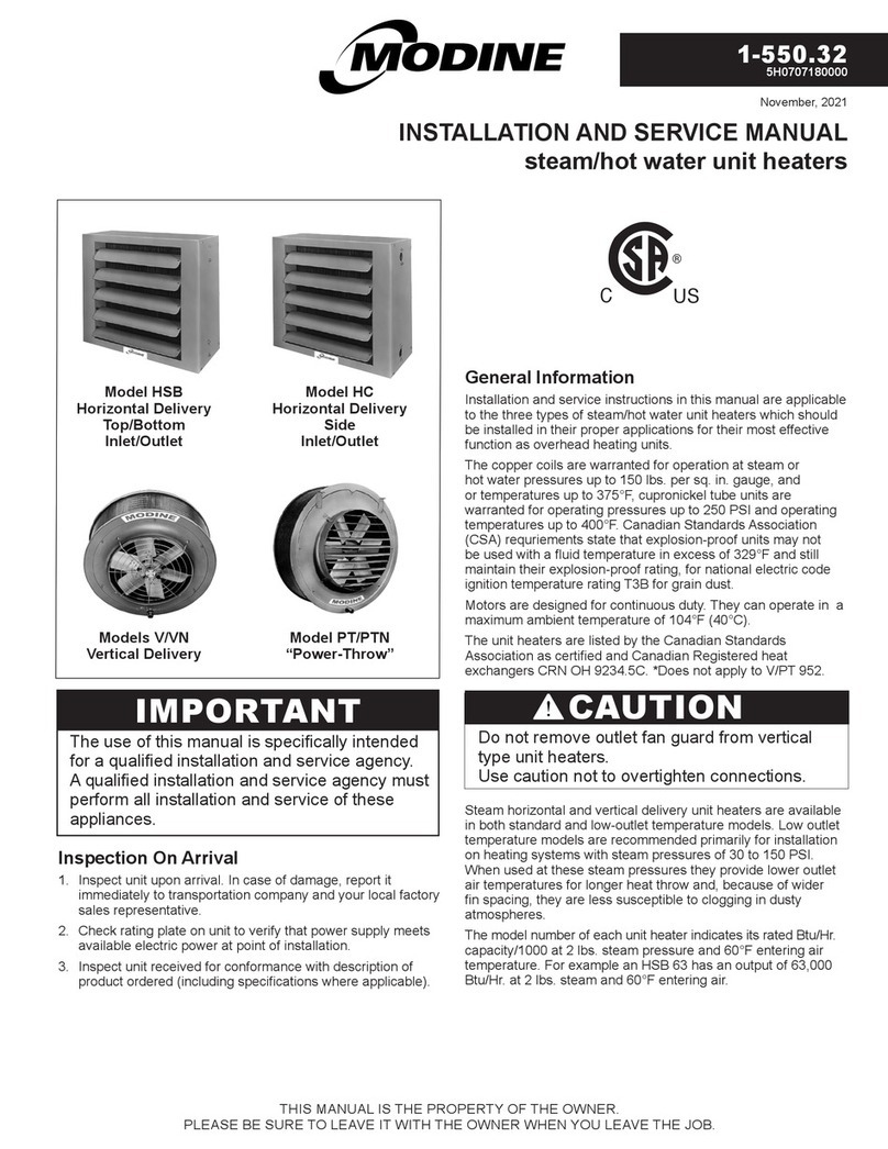 Modine Manufacturing HC 18 Installation and service manual