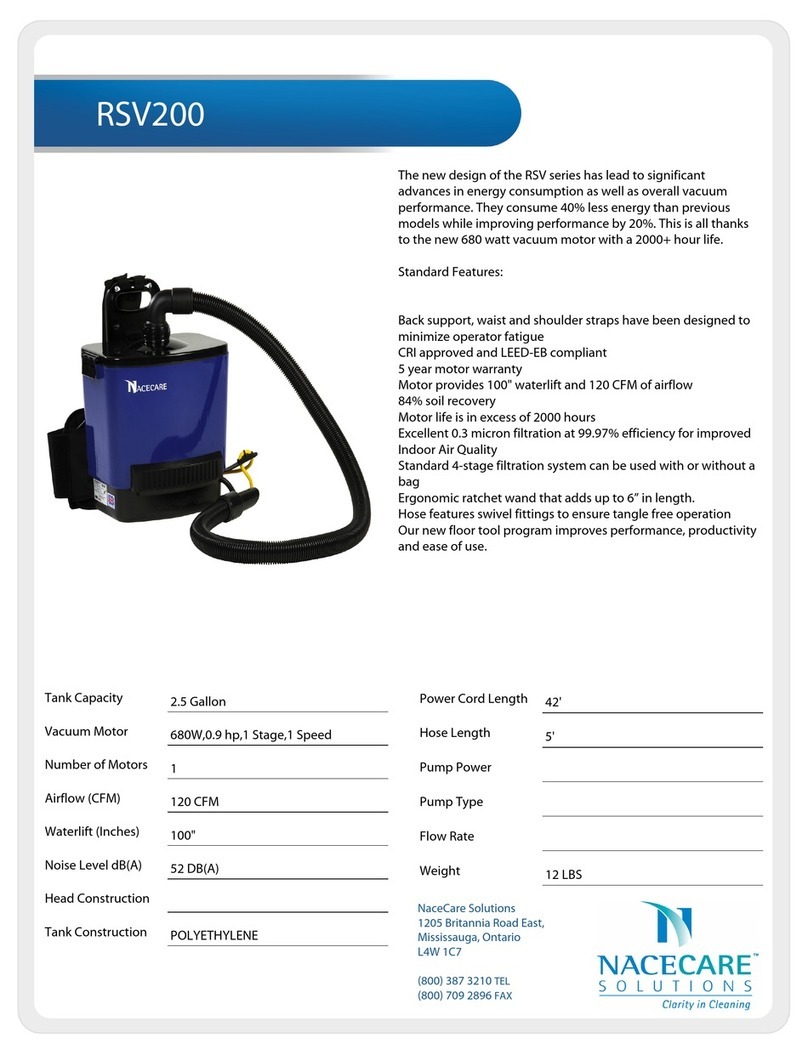 Numatic Nacecare RSV 130-11 Owner's instructions