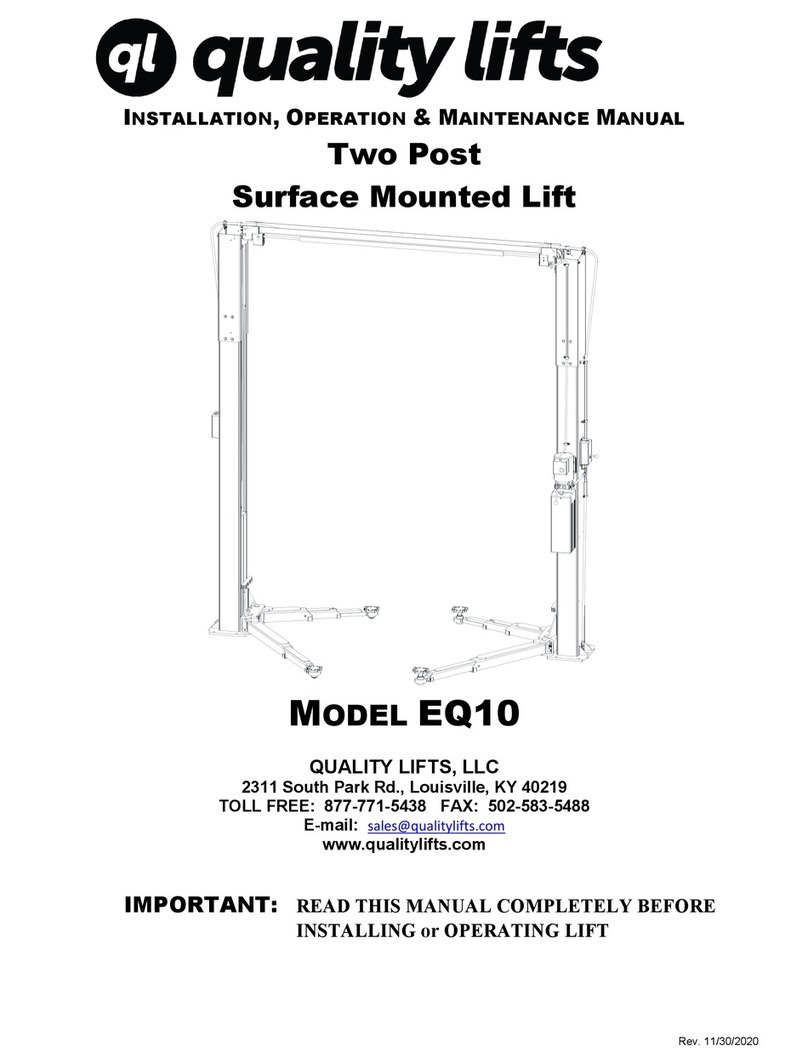 QUALITY LIFTS EQ10 Installation, operation & maintenance manual