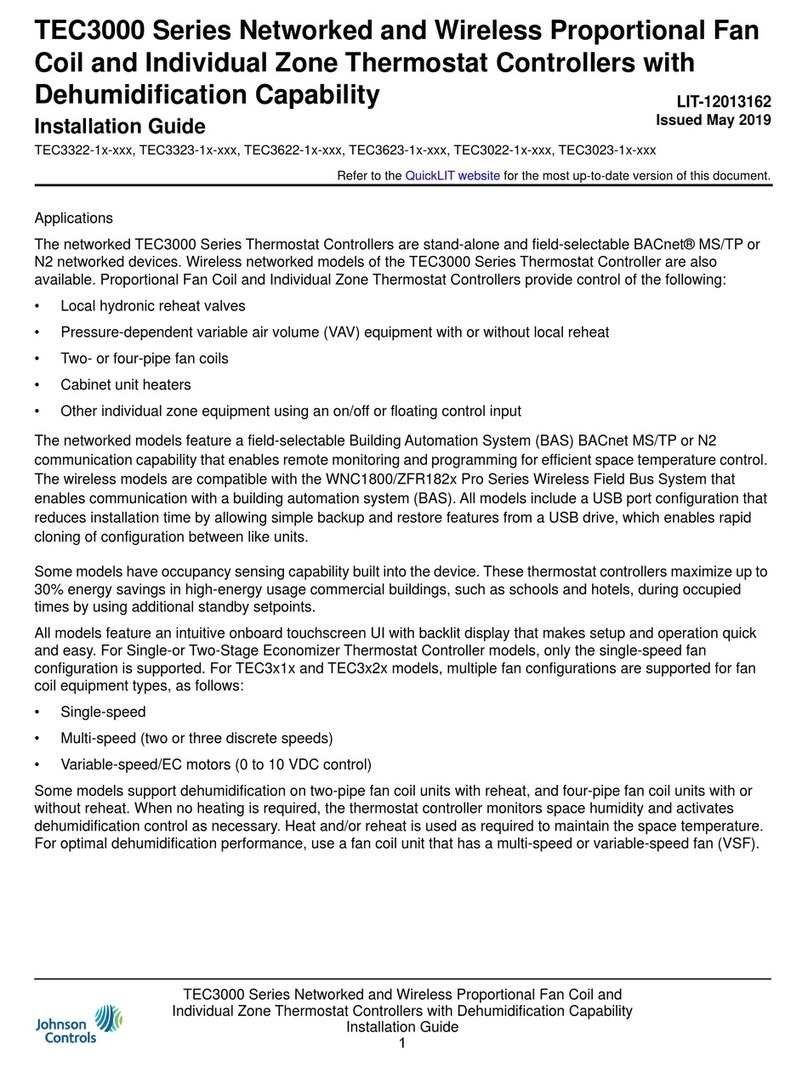Johnson Controls TEC3322-1 Series installation guide
