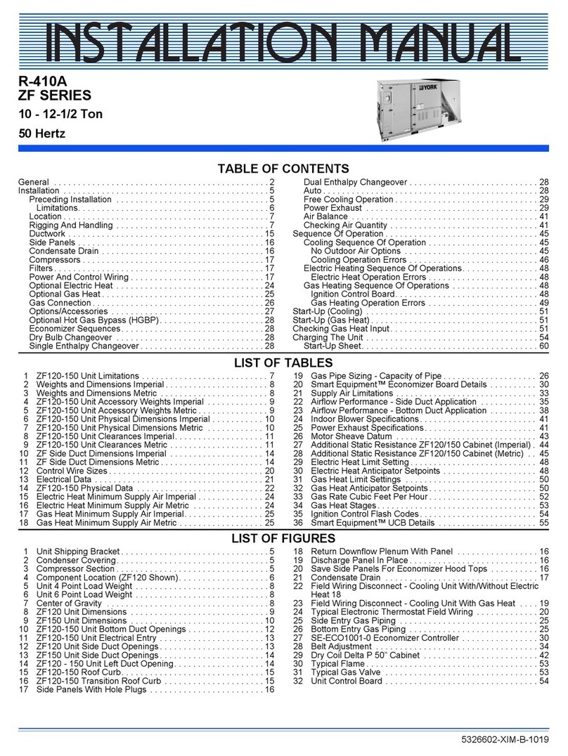 York ZF SERIES installation manual