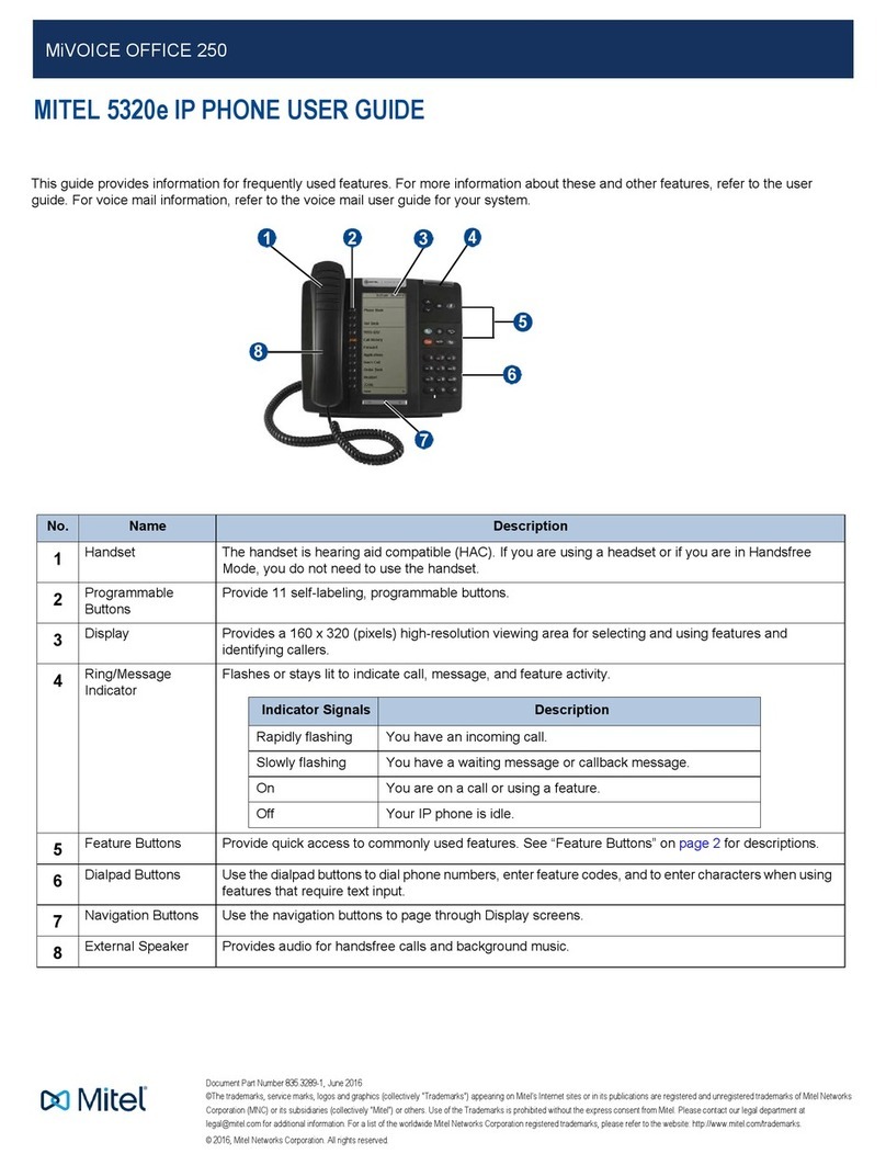 Mitel MIVOICE OFFICE 250 User manual