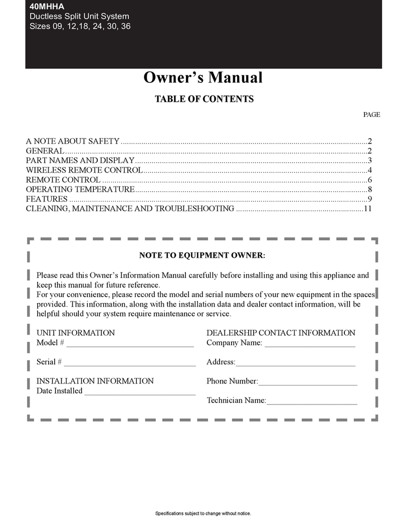 Carrier 40MHHA User manual
