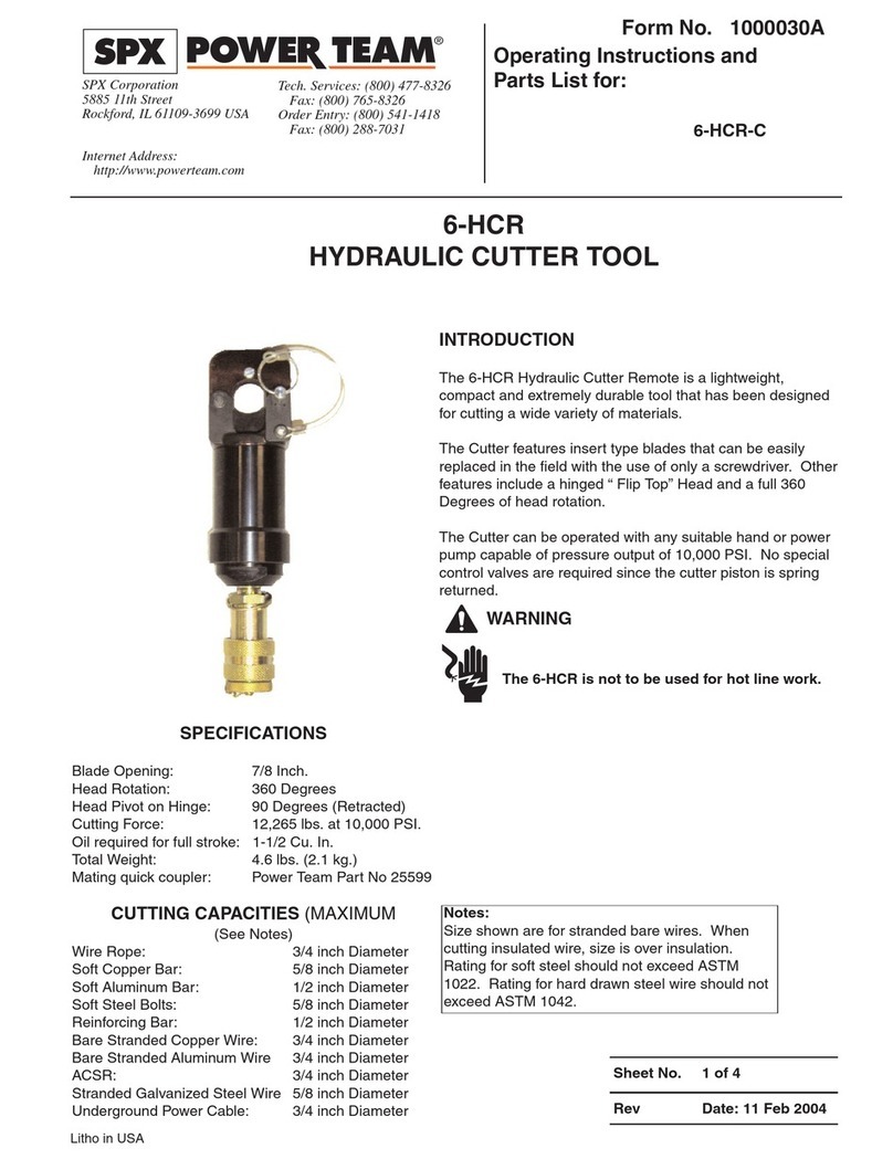 SPX POWER TEAM 6-HCR Operating instructions and parts list