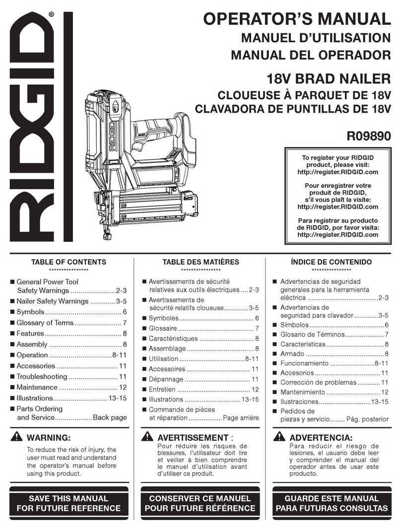 RIDGID DE 18V Operator's manual