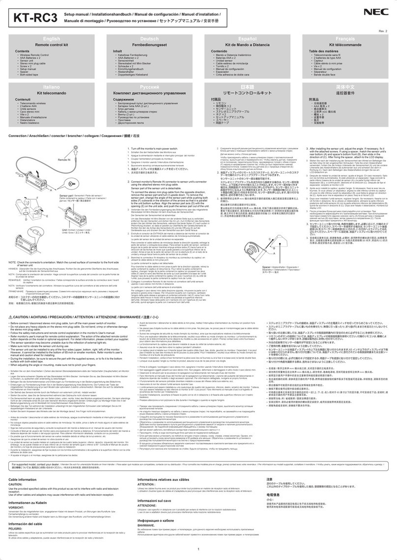 NEC KT-RC3 Setup manual