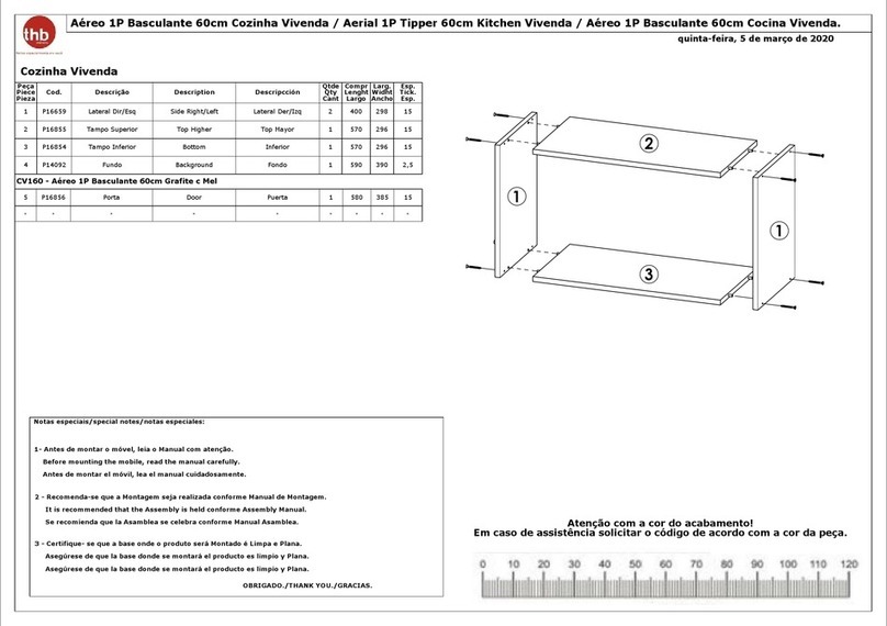 THB Aerial 1P Tipper 60cm Kitchen Vivenda User manual