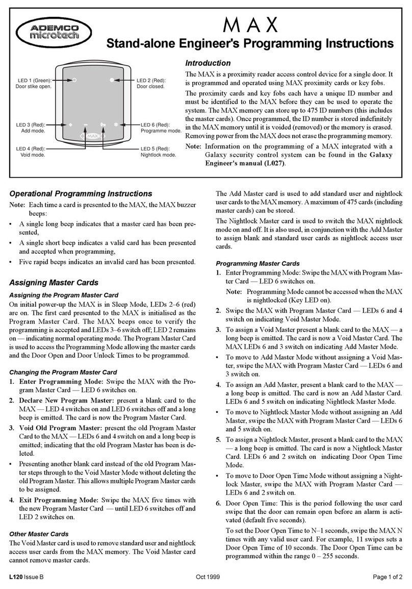 ADEMCO MAX Programming instructions