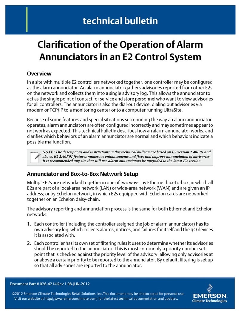 Emerson E2 Technical bulletin