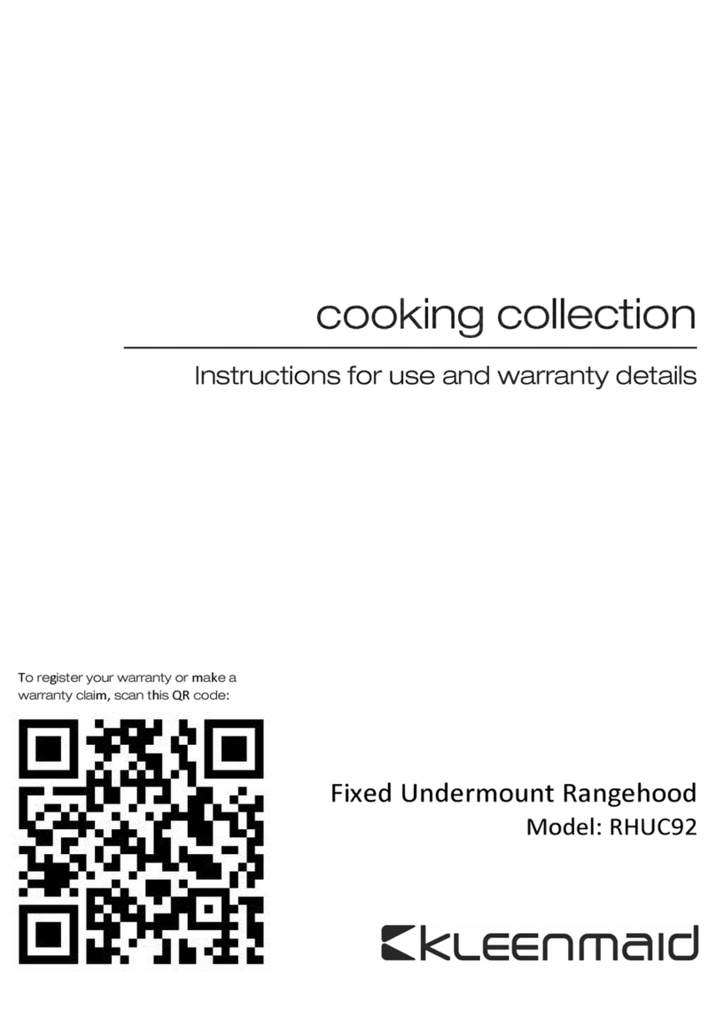 Kleenmaid RHUC92 Instructions for use and warranty details