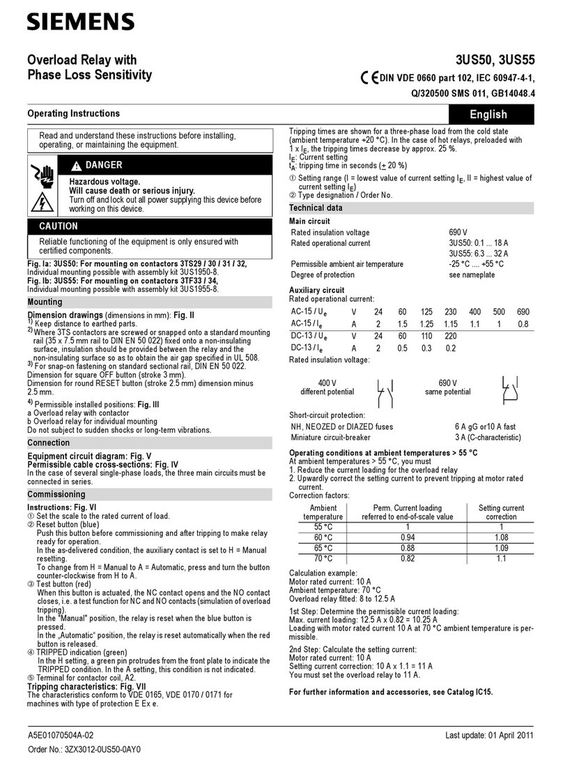 Siemens 3US50 operating instructions