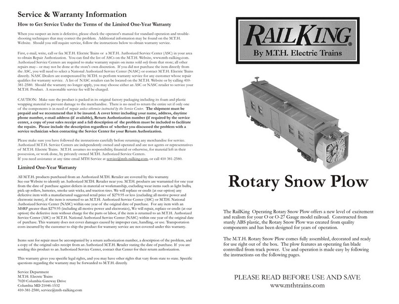 MTHTrains RAILKING Rotary Snow Plow manual