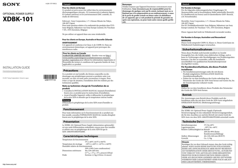 Sony XDBK-101 installation guide
