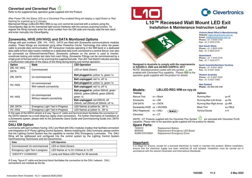 Clevertronics L10 LBLLED-REC-WM Series Technical specifications