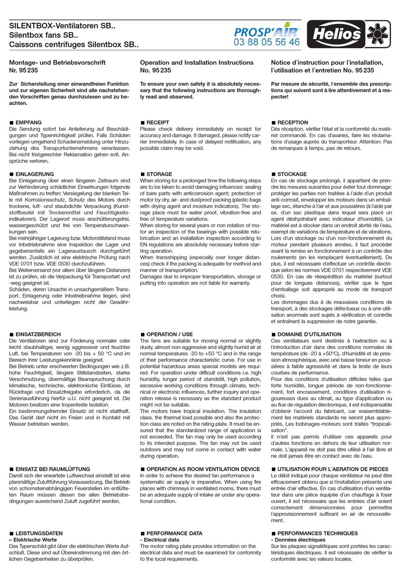 Helios SB Series Installation and operating instructions