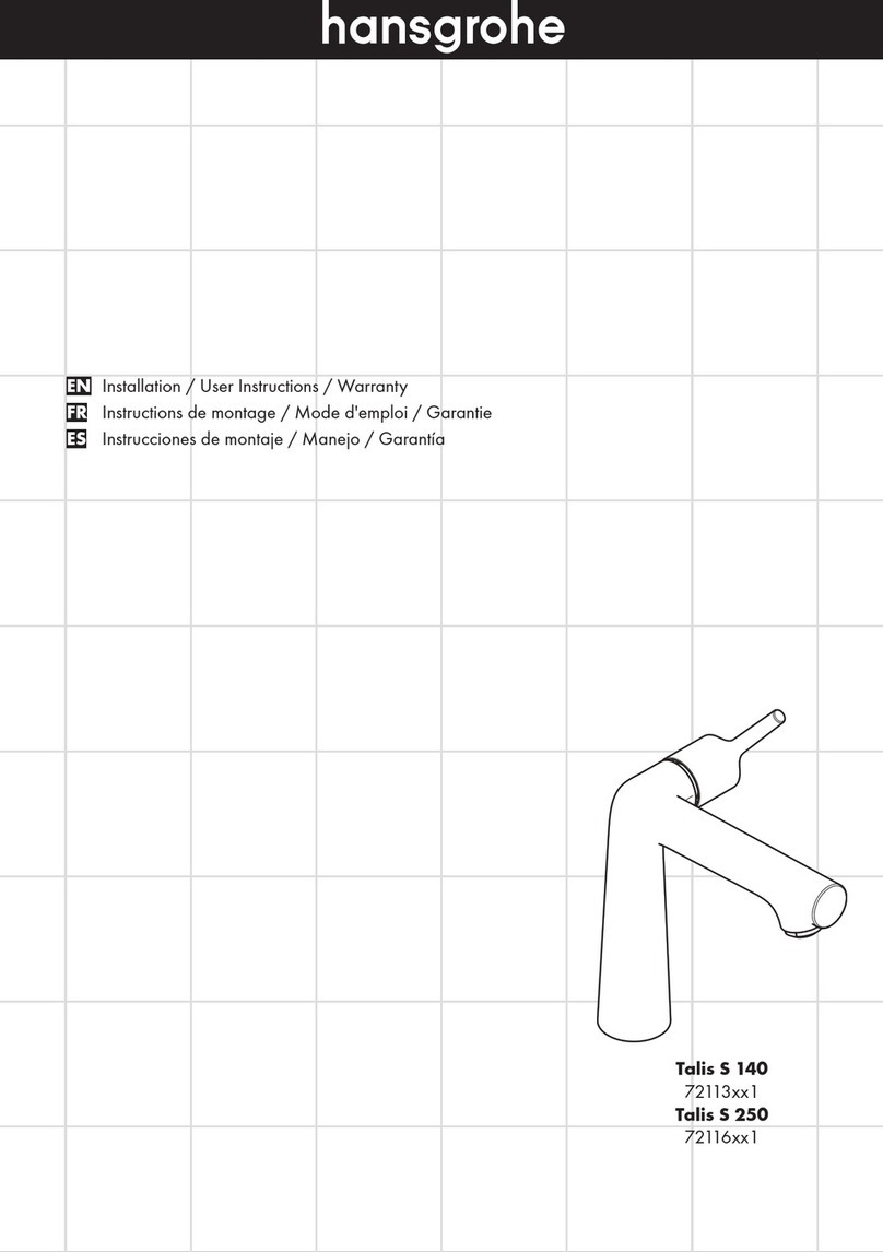 Hans Grohe Talis S 140 72113 1 Series Installation/User Instructions/Warranty Hans Grohe Talis S 140 72113 1 Series Installation/User Instructions/Warranty