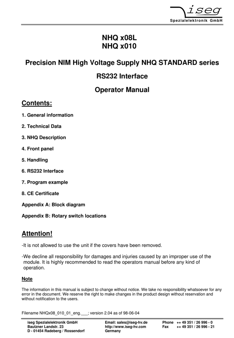 iseg NHQ STANDARD Series Operator's manual