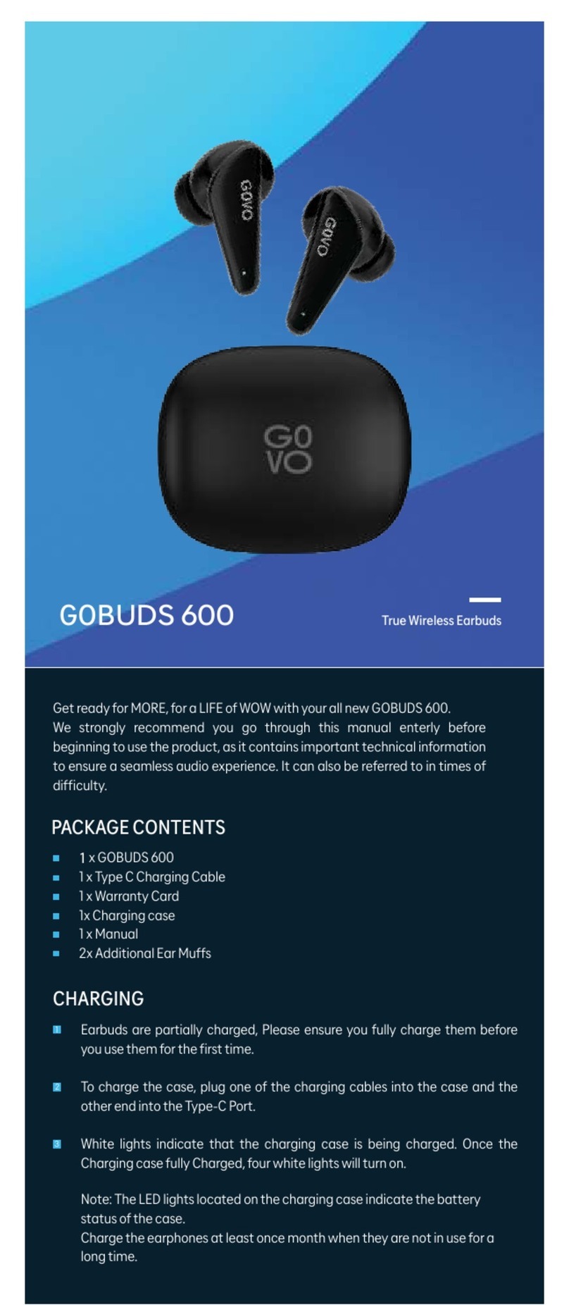 GOVO GOBUDS 600 User manual
