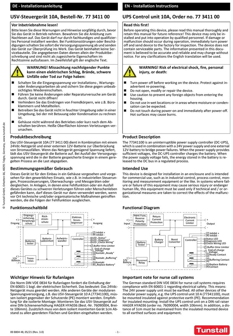 Tunstall 77 3411 00 installation instructions