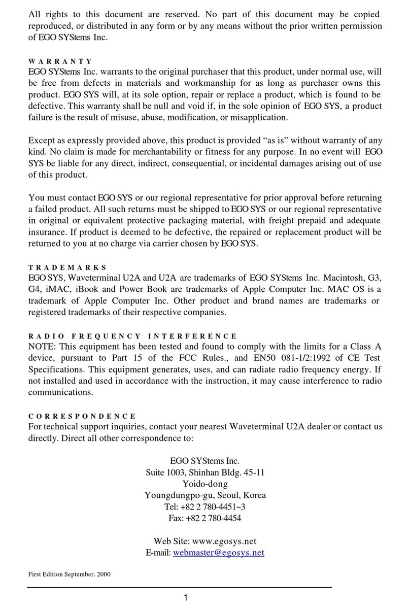 EGO SYStems Waveterminal U2A user manual