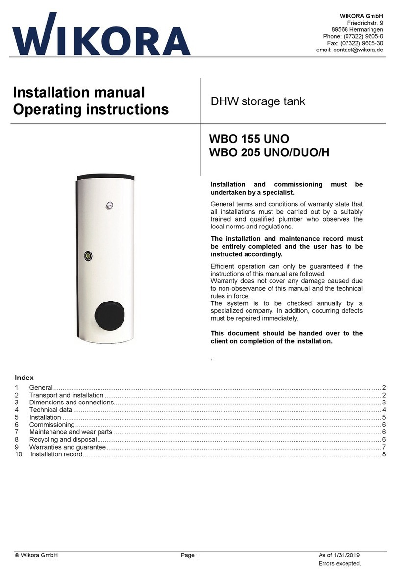WIKORA WBO 155 UNO Installation manual operating instructions WIKORA WBO 155 UNO Installation manual operating instructions