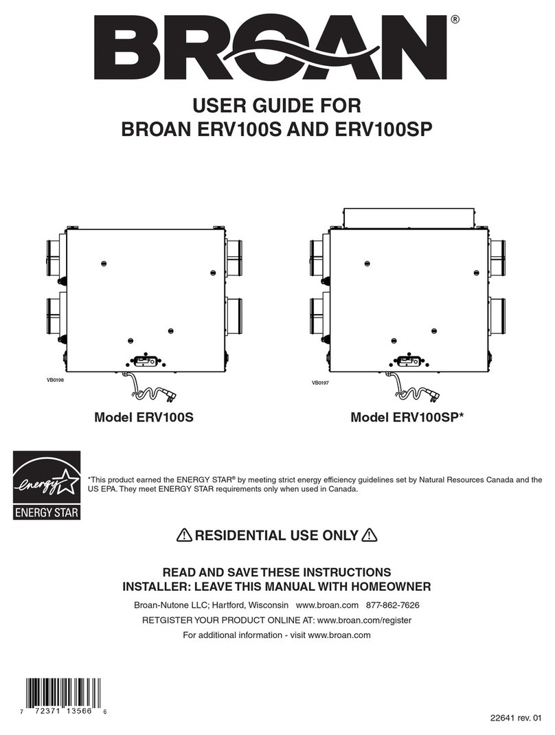 Broan ERV100S User manual