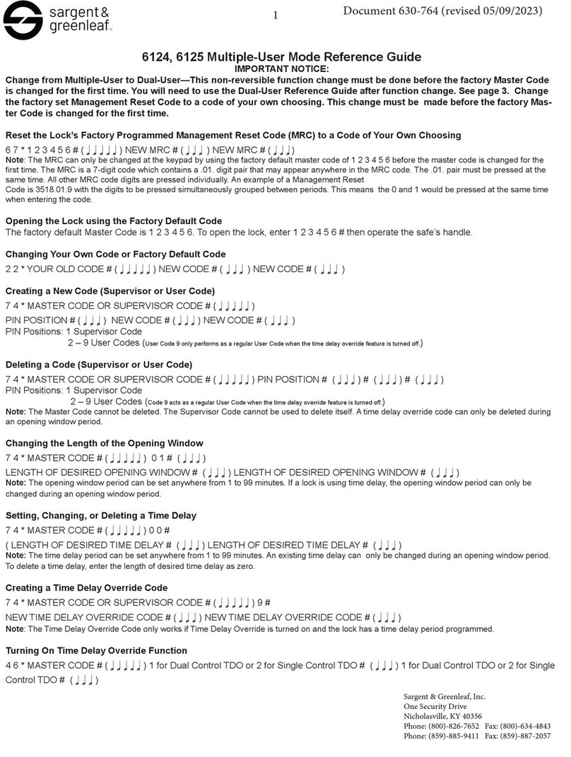 Sargent and Greenleaf 6124 reference guide
