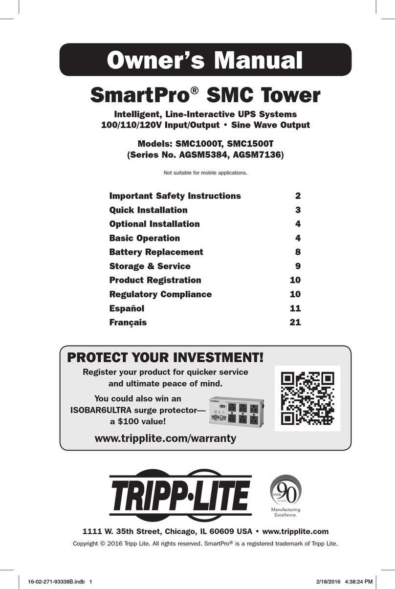 Tripp Lite SmartPro SMC1000T User manual