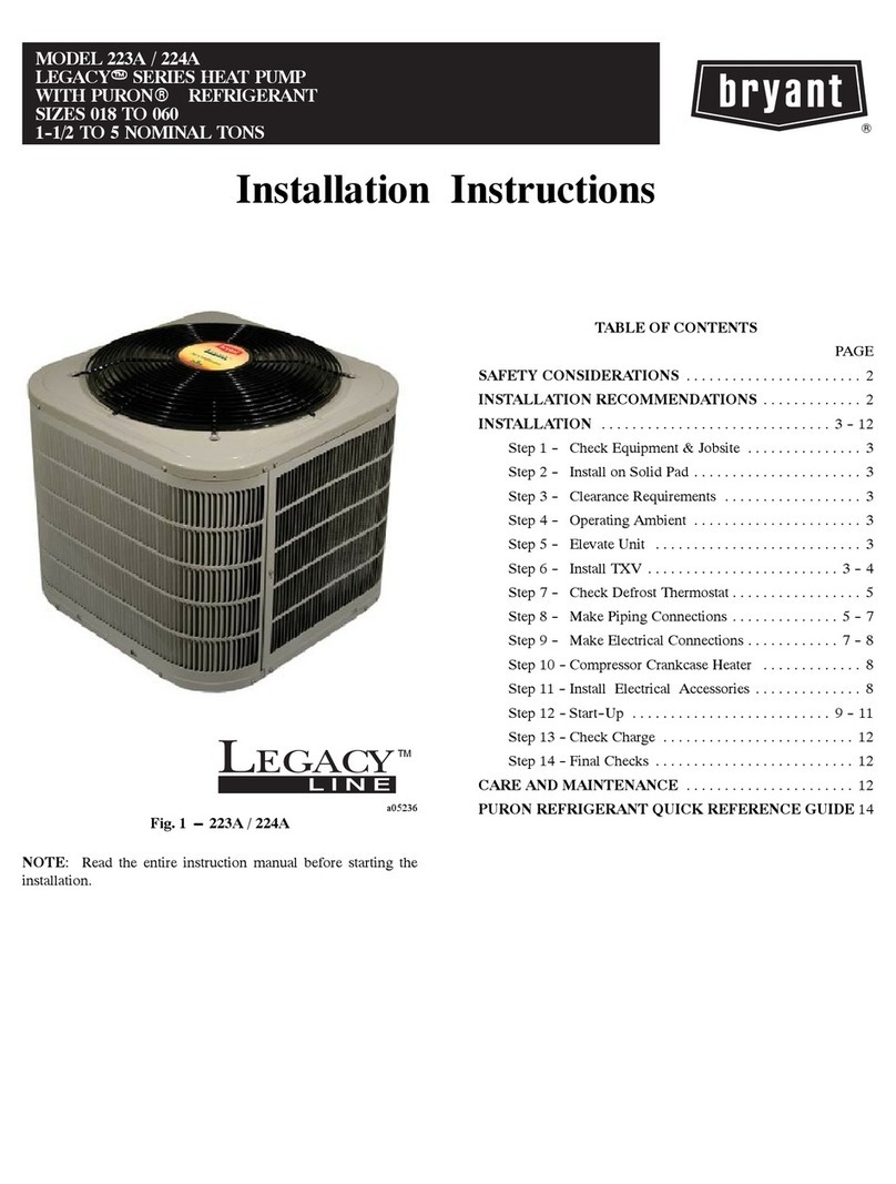 Bryant LEGACY 223A installation instructions