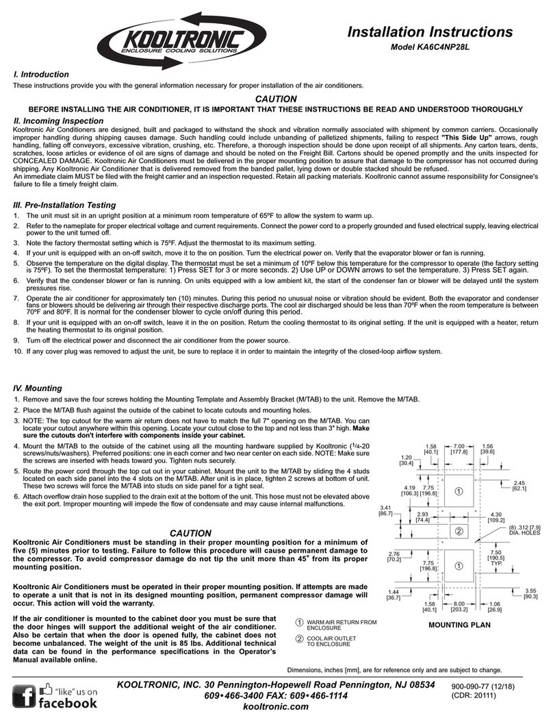 Kooltronic KA6C4NP28L installation instructions